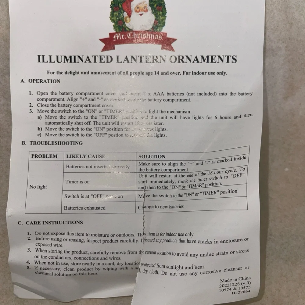 Mr. Christmas Set of 3 Illuminated Lantern Ornaments in Classic Mm89